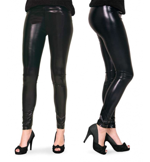 Leggings Metallic-Look Schwarz - Größe L-XL