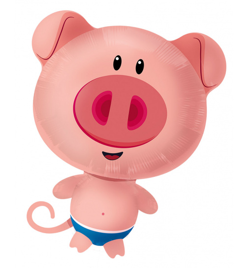 Rosafarbener Folienballon Schwein - 52x78 cm