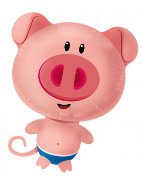 Rosafarbener Folienballon Schwein - 52x78 cm