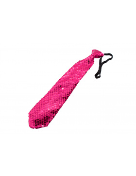 Glitzer-Schlips mit Pailletten mit LED Magenta Metallic