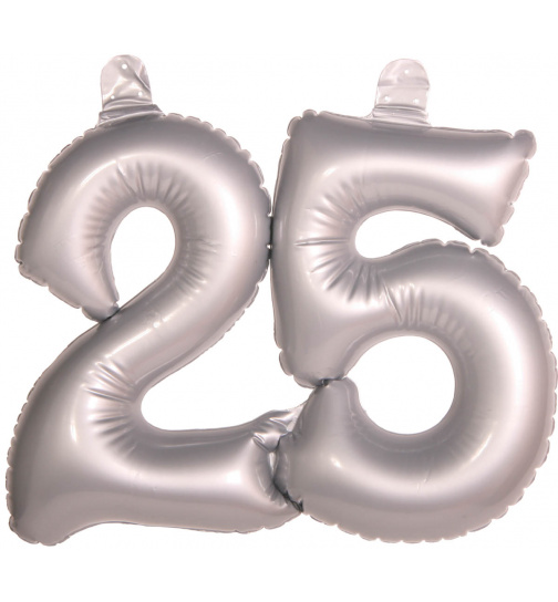 Aufblasbare Zahl 25 Silber