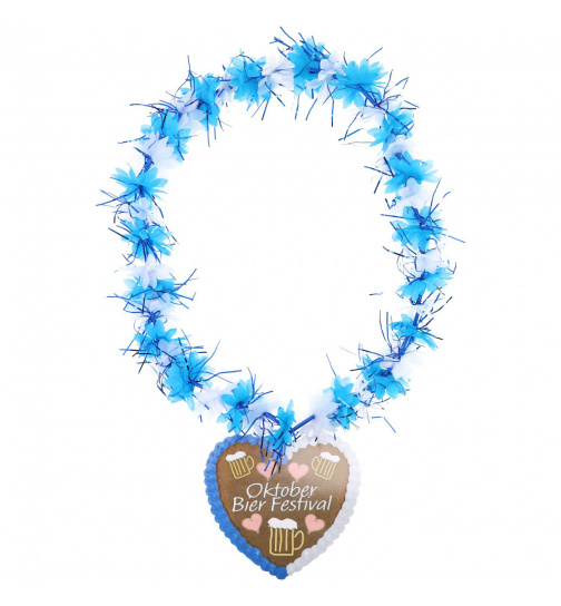 Blumenkette Hawaii Blau-Weiß Oktober Bierfest Lebkuchen