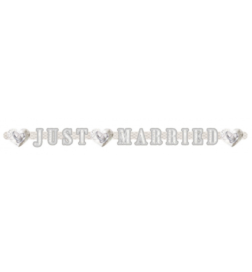 Just Married Hochzeit Buchstabengirlande Ringe