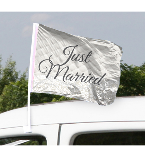 Just Married Hochzeit Autoflagge - 2 Stück