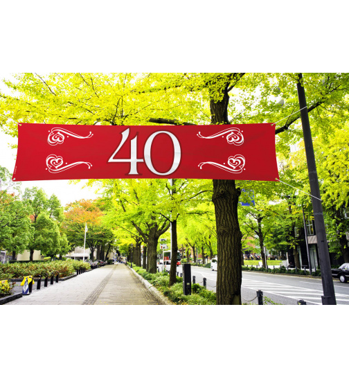 40. Hochzeitstag / Rubinhochzeit Spruchband Rubinrot - 180x40 cm