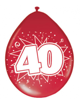 40. Geburtstag / Hochzeitstag Ballons Rubinrot - 8...
