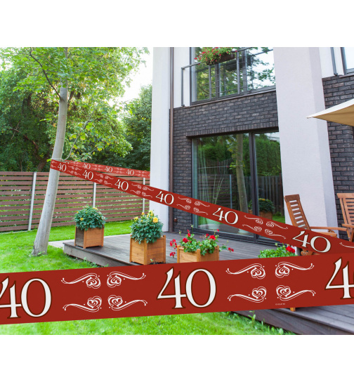 40. Hochzeitstag / Rubinhochzeit Absperrband - 15 Meter