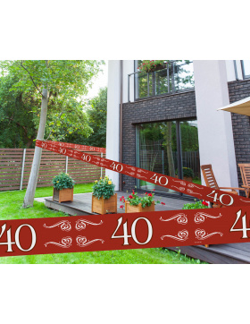 40. Hochzeitstag / Rubinhochzeit Absperrband - 15 Meter