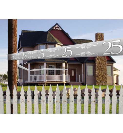 Silberhochzeit / 25. Geburtstag Absperrband Silber  - 15 Meter