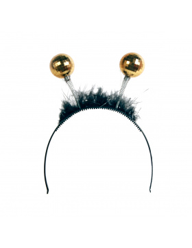 Haarreif mit schwarzem Pelz und goldener Discokugel