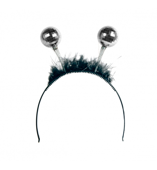 Haarreif Schwarz mit silberner Discokugel