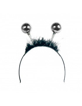 Haarreif Schwarz mit silberner Discokugel