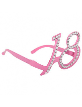 18. Geburtstag Spaß-Brille mit Diamantengestell - Rosa