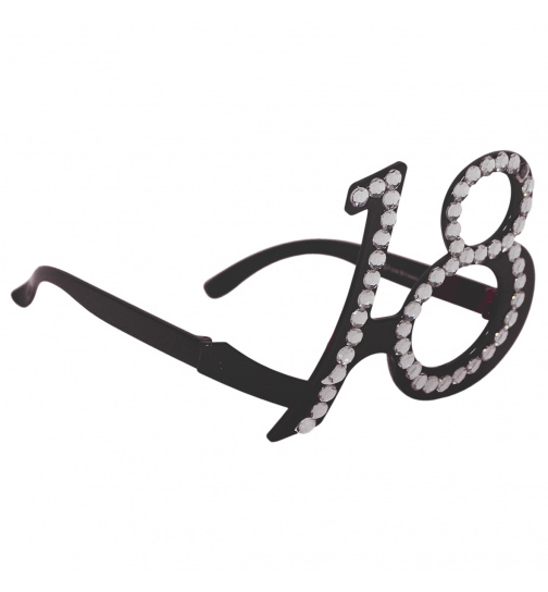 18. Geburtstag Spaß-Brille mit Diamantengestell - Schwarz