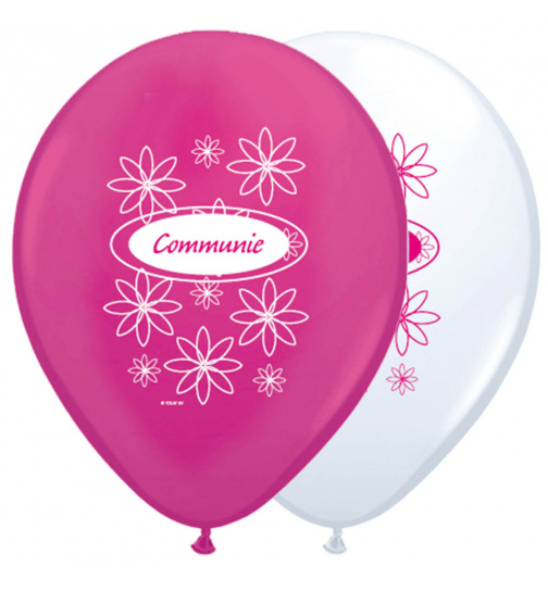 Ballons zur heiligen Kommunion Rosa-Weiß - 8 Stück