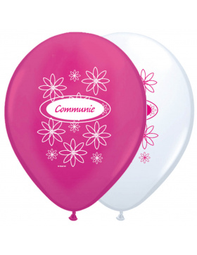 Ballons zur heiligen Kommunion Rosa-Weiß - 8...
