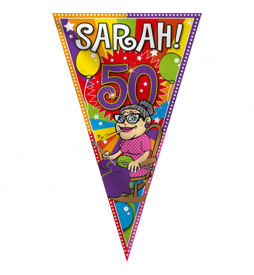50. Geburtstag Party-Megawimpel Sarah - 100x150 cm
