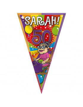 50. Geburtstag Party-Megawimpel Sarah - 100x150 cm