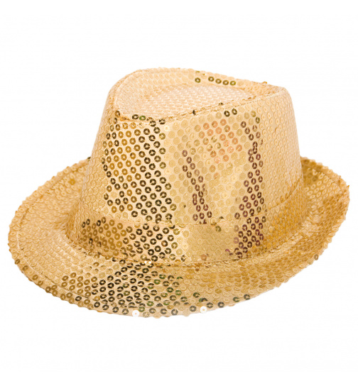 Goldener Filzhut mit Glitzerpailletten