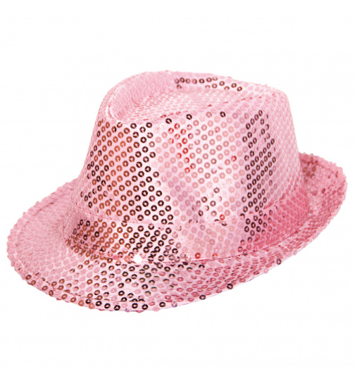 Rosafarbener Filzhut mit Glitzerpailletten