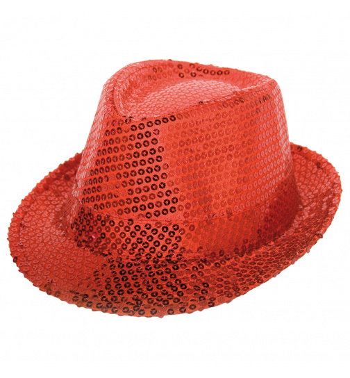Roter Filzhut mit Glitzerpailletten