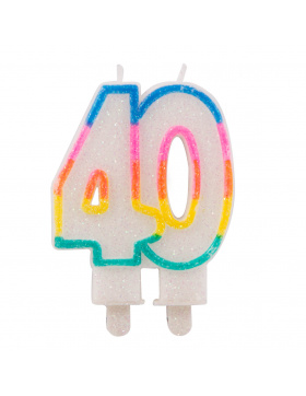 40. Geburtstag Glitzerkerze mit 2 Haltern