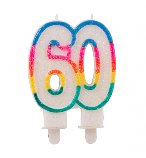 60. Geburtstag Glitzerkerze mit 2 Haltern