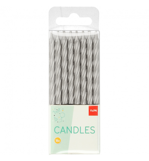 Silberne 16 Kerzen mit 16 Halter - 6 cm