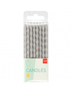 Silberne 16 Kerzen mit 16 Halter - 6 cm