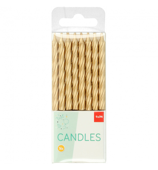 Goldene Kerzen mit Halter - 16 Stück - 6 cm