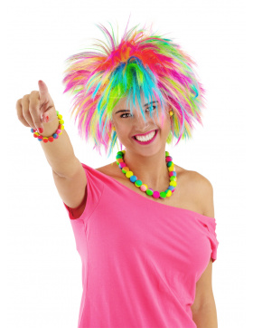 Perücke Regenbogen Wuschelkopf