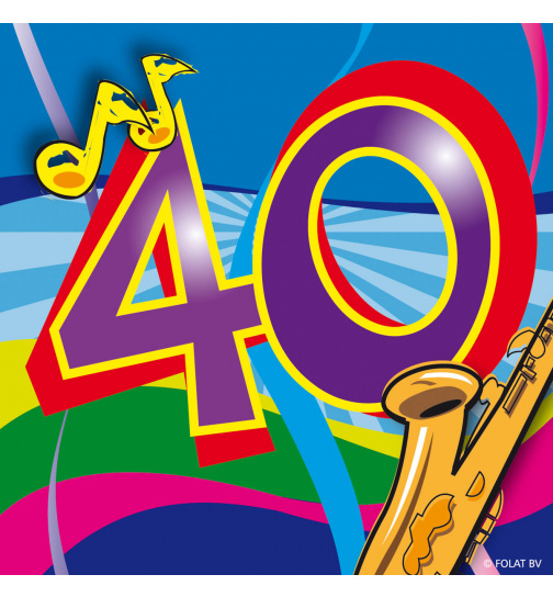 40. Geburtstag Servietten mit Wirbeln 25x25 cm - 20 Stück