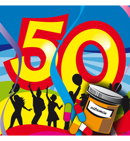 50. Geburtstag Servietten mit Wirbeln 25x25 cm - 20 Stück