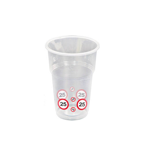 Plastikbecher - 25 Jahre Verkehrsschilder - 10 Stück