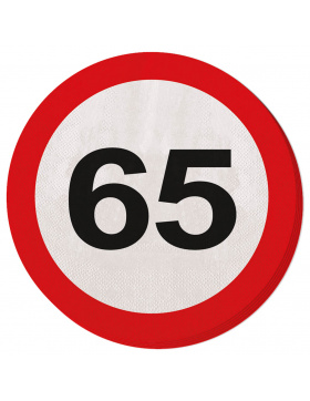 65. Geburtstag Servietten Verkehrsschild - 20 Stück