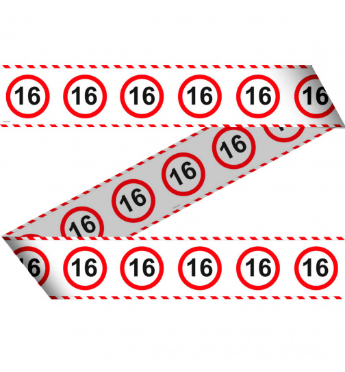16. Geburtstag Absperrband Verkehrsschild  - 15 Meter