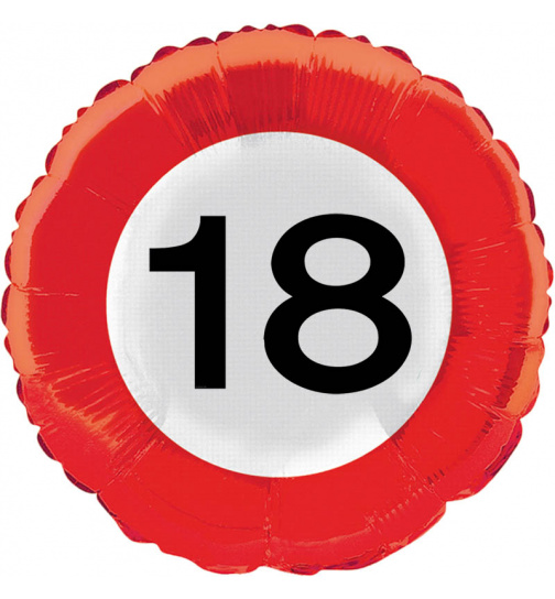 18. Geburtstag Folienballon Verkehrsschild - 46 cm