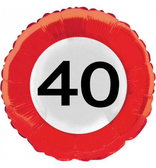 40. Geburtstag Folienballon Verkehrsschild - 45 cm