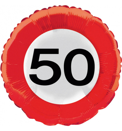 50. Geburtstag Folienballon Verkehrsschild - 45 cm