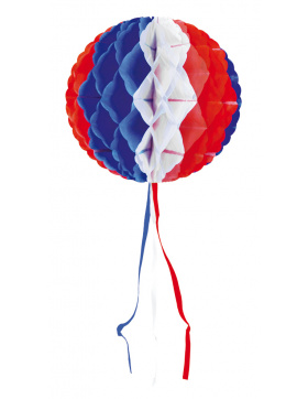 Wabenfächerdeko Rund Rot-Weiß-Blau - 30 cm