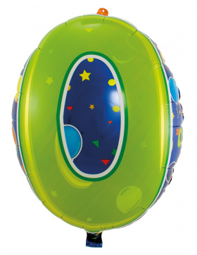 Folienballon / Heliumballon / Zahlenballon 0 Jahre - 56 cm