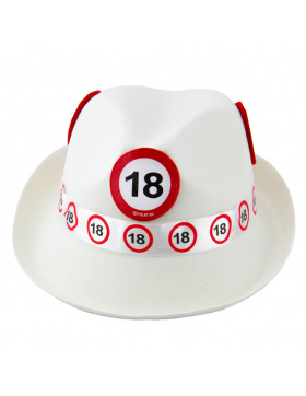 18. Geburtstag weißer Filzhut mit Verkehrsschild
