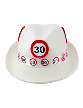 30. Geburtstag weißer Filzhut mit Verkehrsschild
