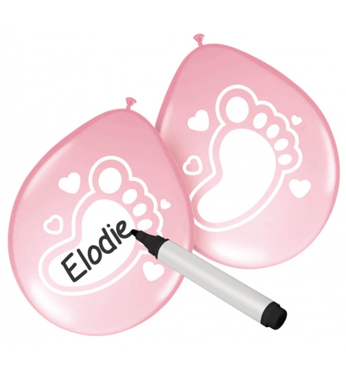 Ballons Baby Mädchen zum Beschriften - 6 Stück