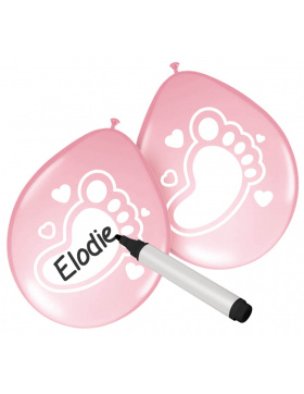 Ballons Baby Mädchen zum Beschriften - 6 Stück