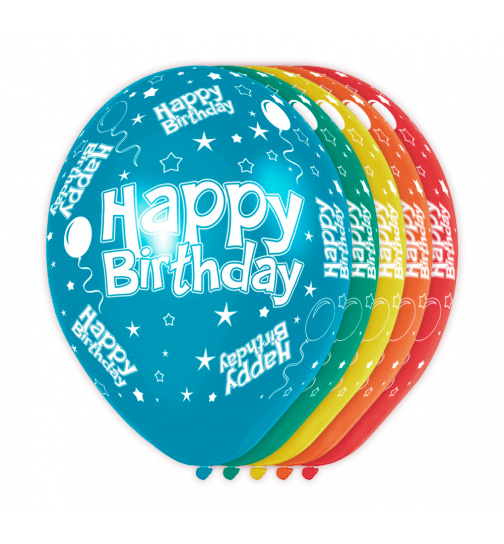 Geburtstagsballons verschiedene Farben Happy Birthday - 5 Stück