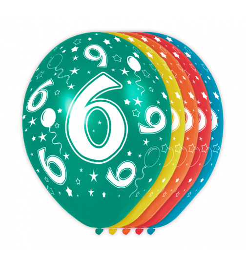 6. Geburtstag Ballons - 5 Stück