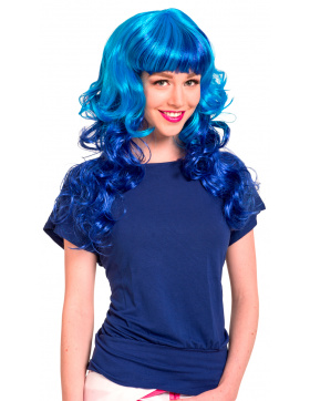 Knallblaue Perücke mit Locken