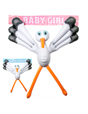 Aufblasbarer Storch Junge/Mädchen - 75cm
