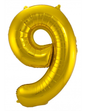Folienballon Zahl 9 - Gold - 86 cm